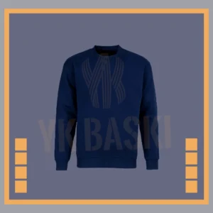 Lacivert renkte, bisiklet yaka, uzun kollu ve dayanıklı kumaştan üretilmiş iş sweatshirt modeli.