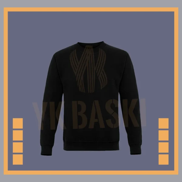 Minimal tasarımlı, siyah renk bisiklet yaka sweatshirt modeli.